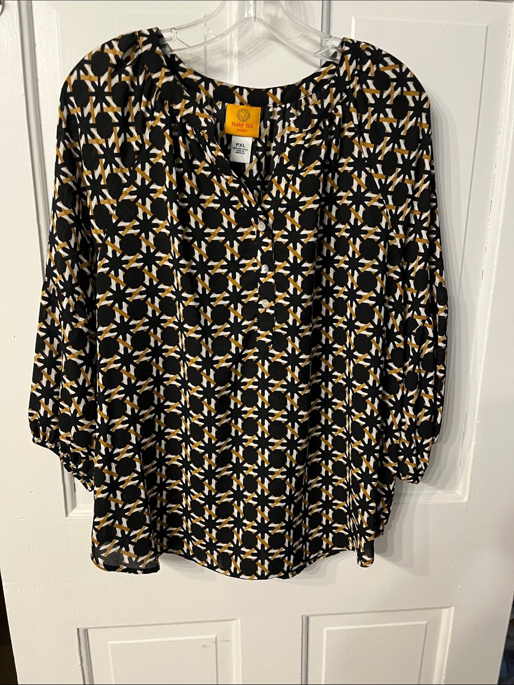 Ruby Rd. PXL Blouse Tan White Black